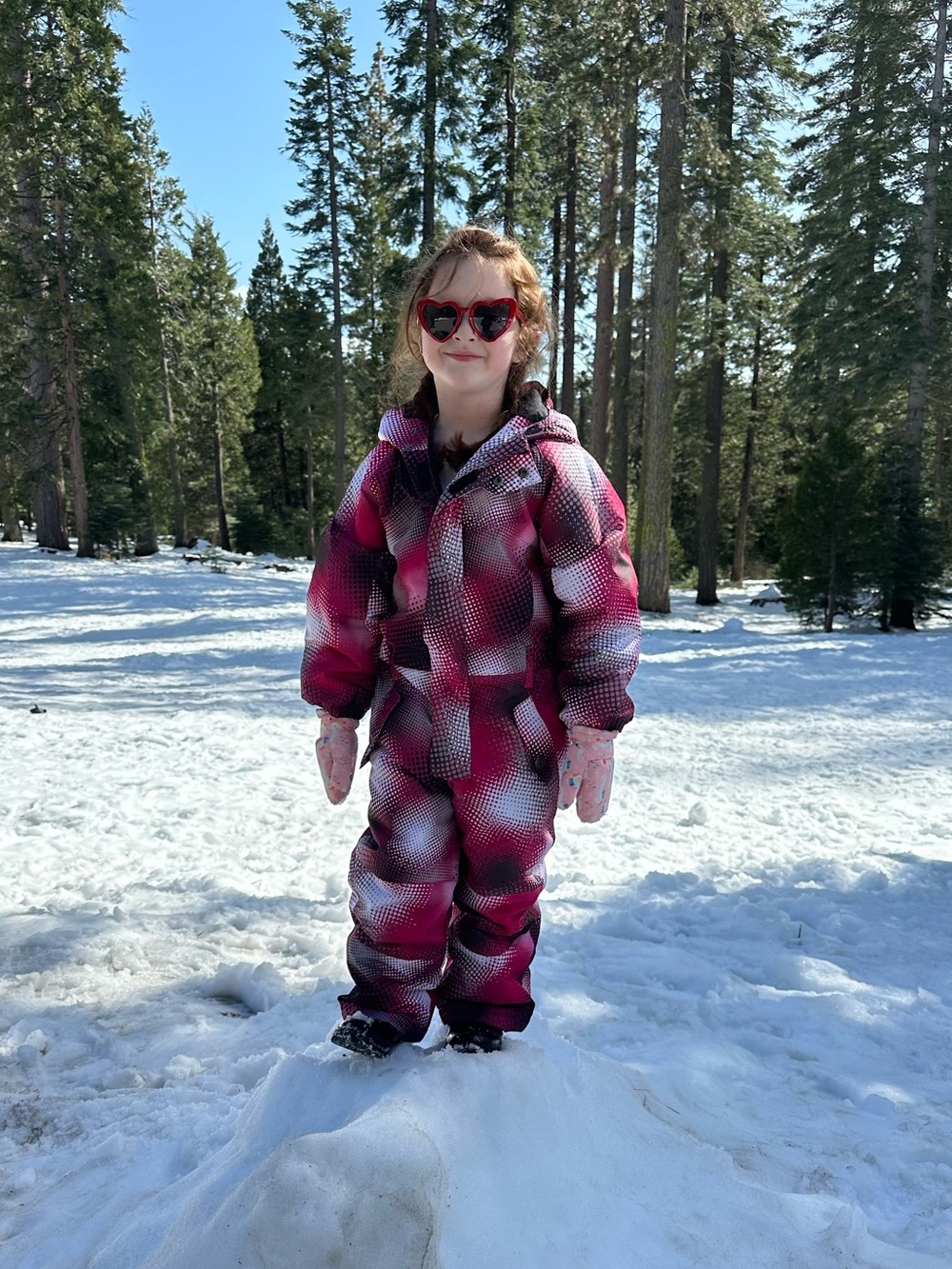 Pulse Pink and Black Patterned Hooded Kids Snow Suit